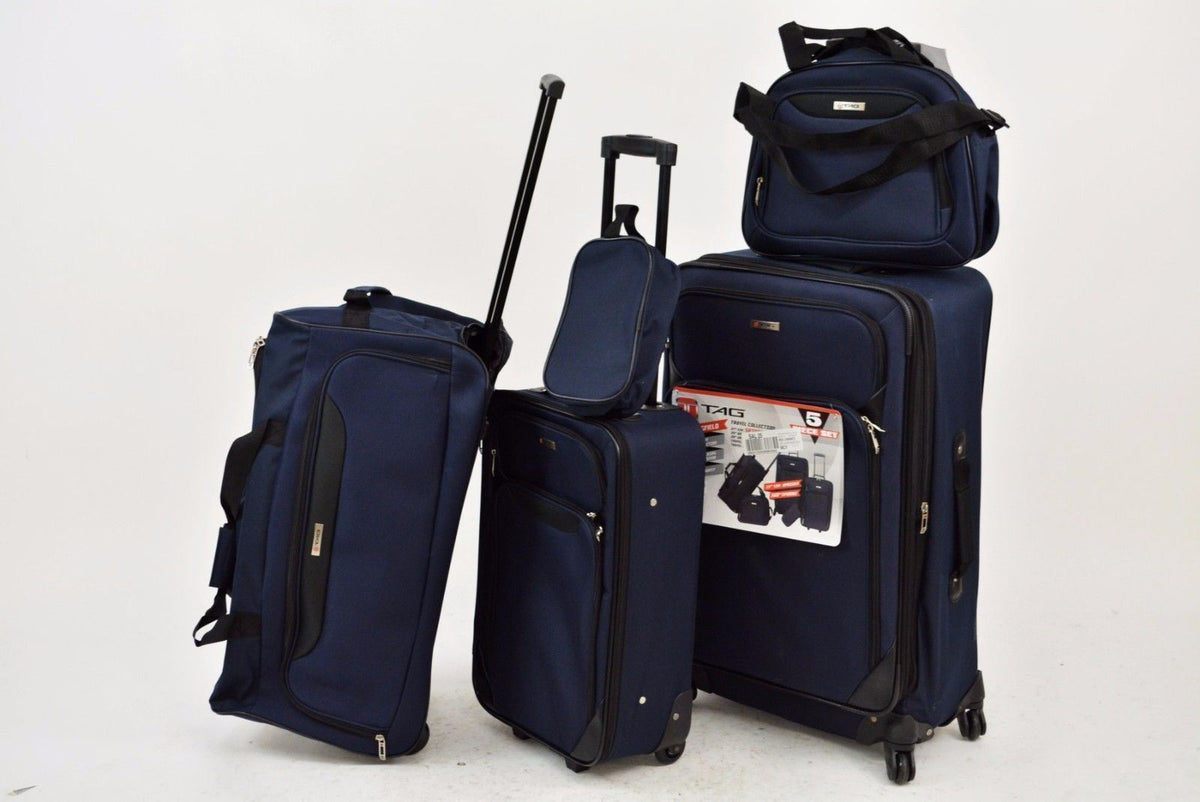 $200 TAG Springfield III Blue 5 Piece Luggage Set Expandable Suitcase ...
