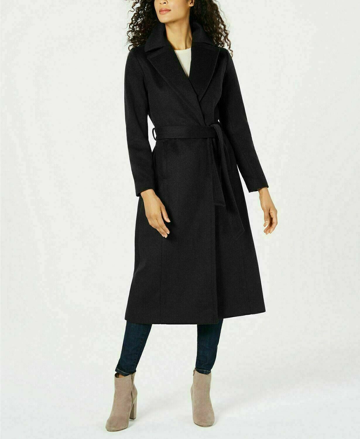$440 Forecaster Women Lamb Wool Maxi Coat Jacket Belted