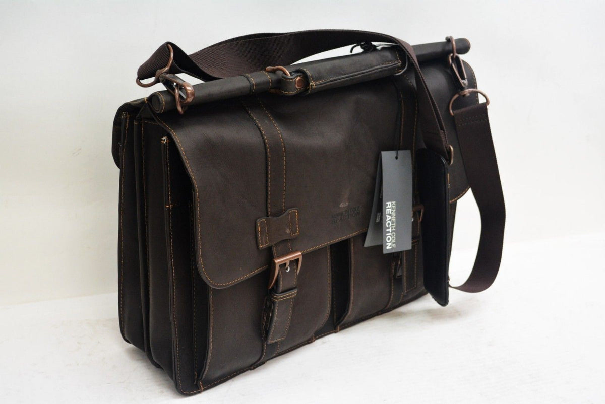 Kenneth Cole Colombian Leather Messenger Bag - Laptop Bag With Padded Strap, Fits 15.6 Inch Laptop