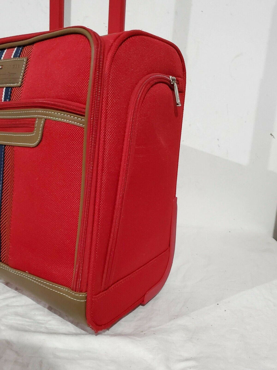 TOMMY HILFIGER FREEPORT 14" ROLLING CARRY ON UNDERSEAT BAG RED LUGGAGE
