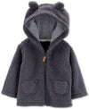 New Carters Baby Boys Sherpa Hooded Cardigan Zip Up Jacket Soft SIZE 9 Months
