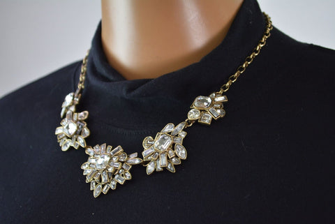 Nordstrom Joe Fresh Womens Gold Embellished Stone Chain Necklace Fashion Jewelry - evorr.com