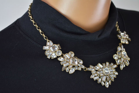 Nordstrom Joe Fresh Womens Gold Embellished Stone Chain Necklace Fashion Jewelry - evorr.com
