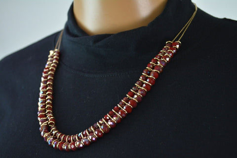 Nordstrom Joe Fresh Women's Gold Chain Sparkle Red Bead Necklace Fashion Jewelry - evorr.com