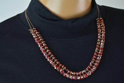 Nordstrom Joe Fresh Women's Gold Chain Sparkle Red Bead Necklace Fashion Jewelry - evorr.com