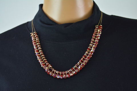 Nordstrom Joe Fresh Women's Gold Chain Sparkle Red Bead Necklace Fashion Jewelry - evorr.com