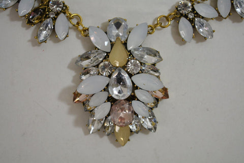 Nordstrom Joe Fresh Women's White Crystal Embellish Bib Necklace Fashion Jewelry - evorr.com