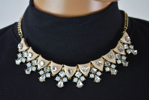 Nordstrom Joe Fresh Women's Peach Embellished Chain Bib Necklace Fashion Jewelry - evorr.com