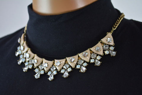 Nordstrom Joe Fresh Women's Peach Embellished Chain Bib Necklace Fashion Jewelry - evorr.com