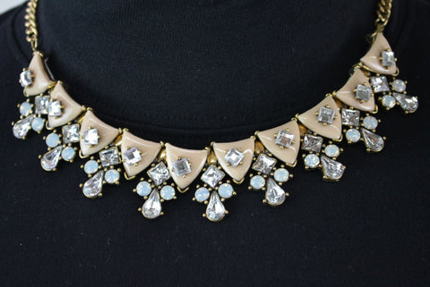 Nordstrom Joe Fresh Women's Peach Embellished Chain Bib Necklace Fashion Jewelry - evorr.com