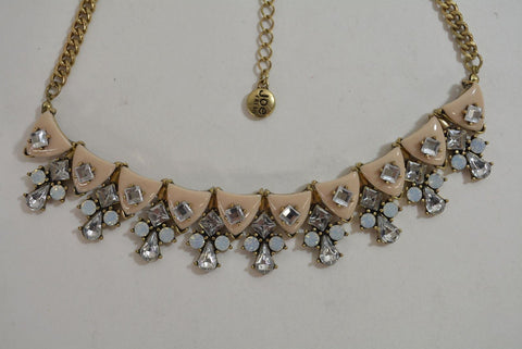 Nordstrom Joe Fresh Women's Peach Embellished Chain Bib Necklace Fashion Jewelry - evorr.com
