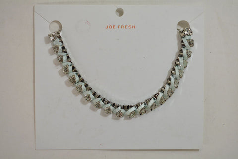 NEW Joe Fresh Women Silver Chain White Stone Ribbon Bib Necklace Fashion Jewelry