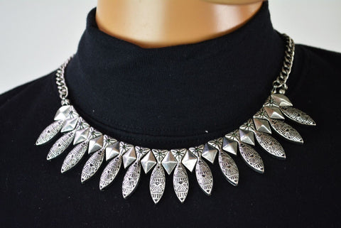 Nordstrom Joe Fresh Women's Silver Engraved Link-Chain Necklace Fashion Jewelry - evorr.com