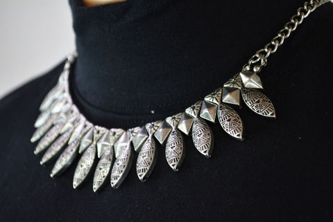 Nordstrom Joe Fresh Women's Silver Engraved Link-Chain Necklace Fashion Jewelry - evorr.com