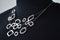 ALFRED SUNG Women Silver Circle Rectangle String Necklace Modern Fashion Jewelry - evorr.com