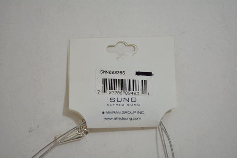 ALFRED SUNG Women Silver Circle Rectangle String Necklace Modern Fashion Jewelry - evorr.com