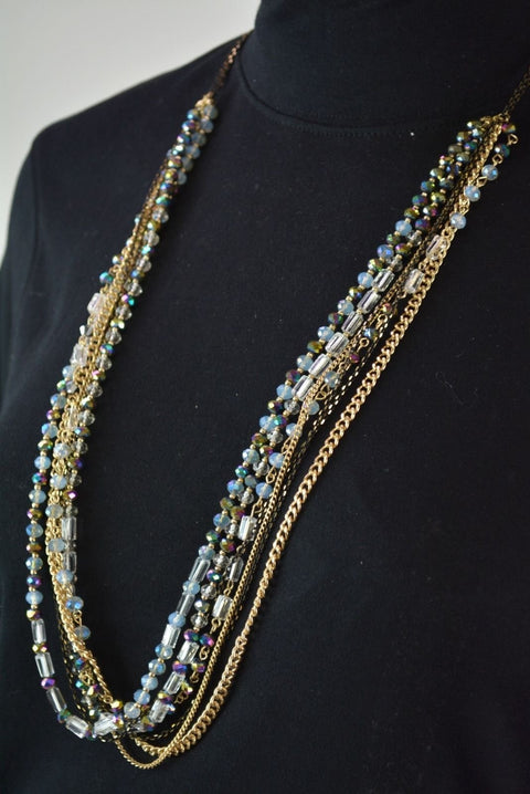 Nordstrom Joe Fresh Women's Beaded Gold Multi-Strand Long Chain Necklace Jewelry - evorr.com