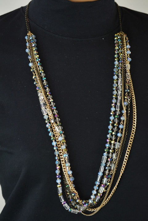 Nordstrom Joe Fresh Women's Beaded Gold Multi-Strand Long Chain Necklace Jewelry - evorr.com