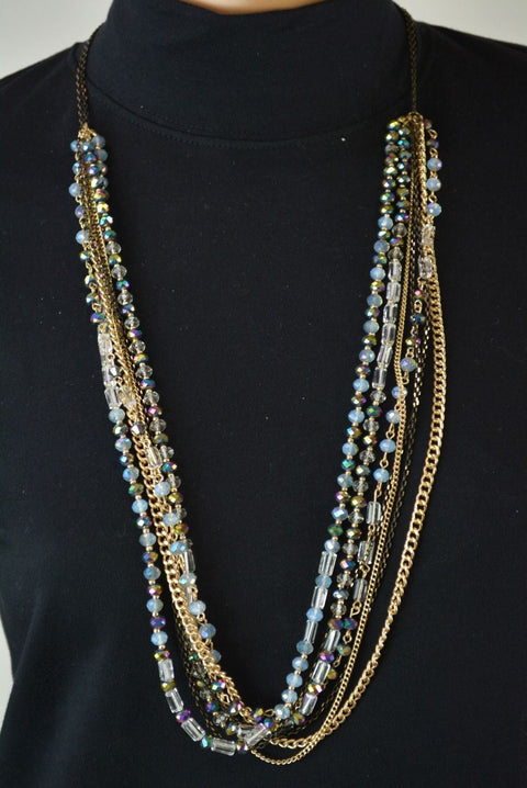 Nordstrom Joe Fresh Women's Beaded Gold Multi-Strand Long Chain Necklace Jewelry - evorr.com