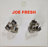 Joe Fresh Womens 3-Stone Rhinestone Crystal Silver Stud Earrings Fashion Jewelry