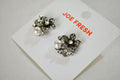 Nordstrom Joe Fresh Women's Silver-Black Rhinestone Floral Stud Earrings Jewelry - evorr.com