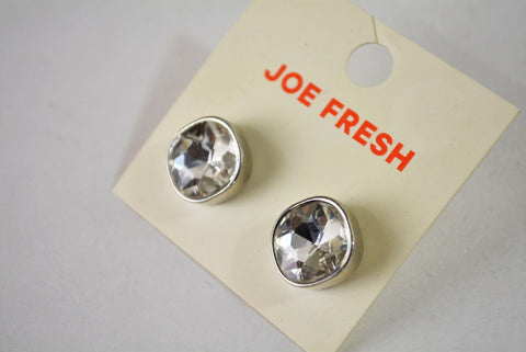 Nordstrom Joe Fresh Womens Silver Cut-Stone Crystal Stud Earring Fashion Jewelry - evorr.com