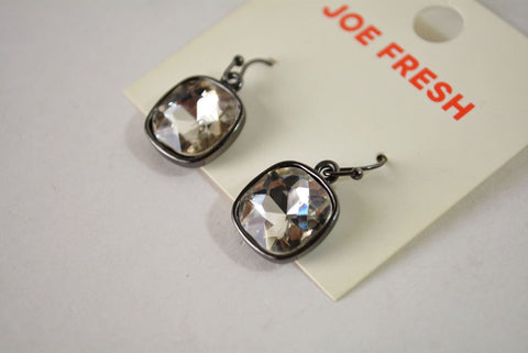 Nordstrom Joe Fresh Womens Clear Cut-Stone Crystal Black Dangle Earrings Jewelry - evorr.com