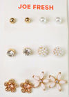 Nordstrom Joe Fresh Womens 6-Pair Gold Pearl Stone Stud Earrings Fashion Jewelry - evorr.com