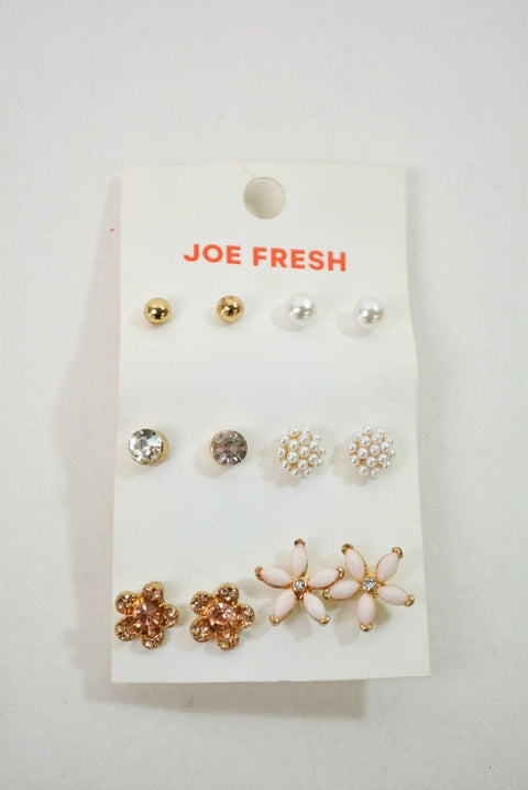 Nordstrom Joe Fresh Womens 6-Pair Gold Pearl Stone Stud Earrings Fashion Jewelry - evorr.com