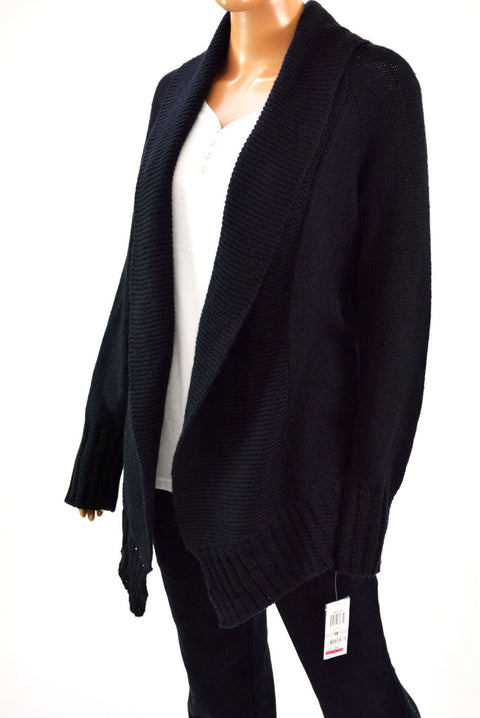 Style&Co. Womens Black Ribbed-Hem Open-Front Shawl-Collar Cardigan Shrug Plus 2X