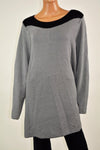 $109 Alfani Women Boat Neck Gray Chevron Jacquard-Knit Tunic Sweater Top Plus 3X