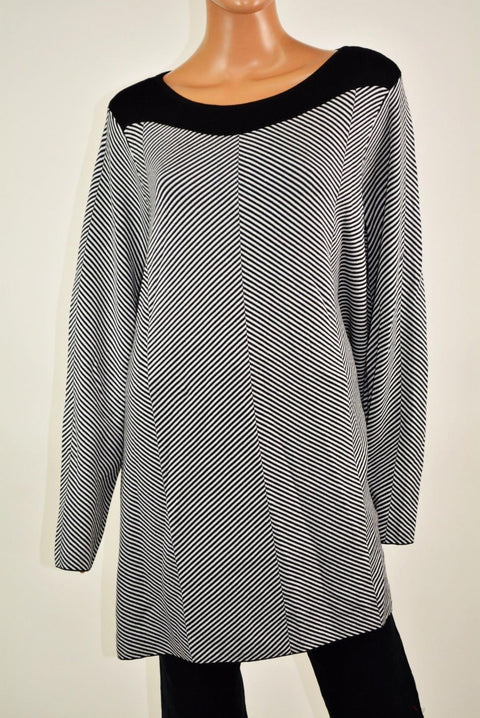 $109 Alfani Women Boat Neck Gray Chevron Jacquard-Knit Tunic Sweater Top Plus 3X