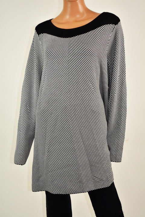 $109 Alfani Women Boat Neck Gray Chevron Jacquard-Knit Tunic Sweater Top Plus 3X