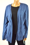 Karen Scott Women's Long-Sleeve Blue Open Front Cable-Knit Cardigan Shrug Top L