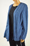 Karen Scott Women's Long-Sleeve Blue Open Front Cable-Knit Cardigan Shrug Top L