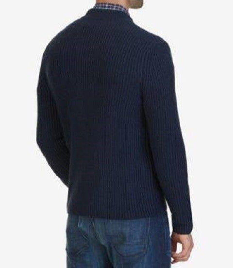 $128 New Nautica Mens Long-Sleeve Blue Zip-Front Shawl Collar Cardigan Sweater M - evorr.com
