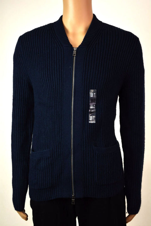 $128 New Nautica Mens Long-Sleeve Blue Zip-Front Shawl Collar Cardigan Sweater M - evorr.com
