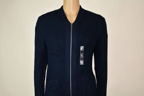 $128 New Nautica Mens Long-Sleeve Blue Zip-Front Shawl Collar Cardigan Sweater M - evorr.com