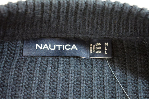 $128 New Nautica Mens Long-Sleeve Blue Zip-Front Shawl Collar Cardigan Sweater M - evorr.com
