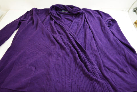 Karen Scott Women Shawl-Collar Purple Open-Front Knit Cardigan Shrug Top Plus 2X