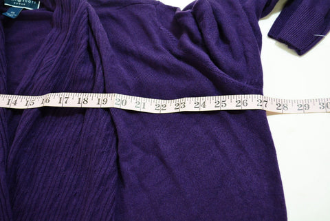 Karen Scott Women Shawl-Collar Purple Open-Front Knit Cardigan Shrug Top Plus 2X