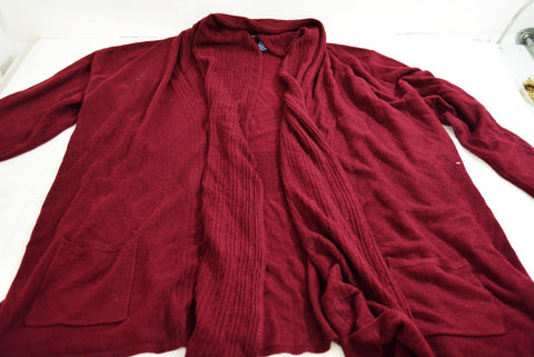 Karen Scott Women's Red Draped Open Front Cable Knit Cardigan Shrug Top Plus 2X