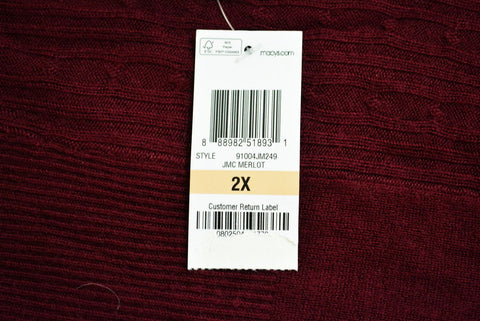 Karen Scott Women's Red Draped Open Front Cable Knit Cardigan Shrug Top Plus 2X
