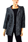New NY Collection Women's Open Front Black Wing-Collar Knit Cardigan Shrug Top L