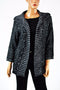 New NY Collection Women's Open Front Black Wing-Collar Knit Cardigan Shrug Top L