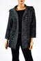 New NY Collection Women's Open Front Black Wing-Collar Knit Cardigan Shrug Top L