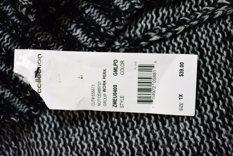 New NY Collection Women's Open Front Black Wing-Collar Knit Cardigan Shrug Top L