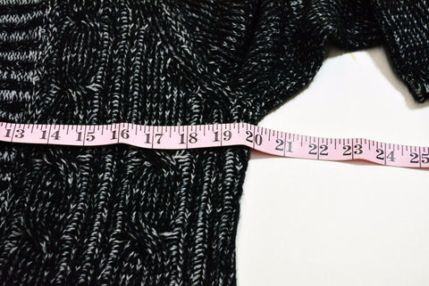 New NY Collection Women's Open Front Black Wing-Collar Knit Cardigan Shrug Top L