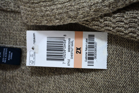 Karen Scott Women Shawl Collar Brown Open Front Marl Cardigan Shrug Top Plus 2X