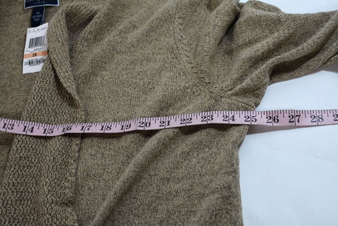 Karen Scott Women Shawl Collar Brown Open Front Marl Cardigan Shrug Top Plus 2X